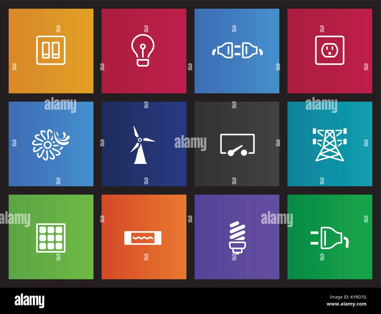 Electricity icons in Metro style. Stock Vector