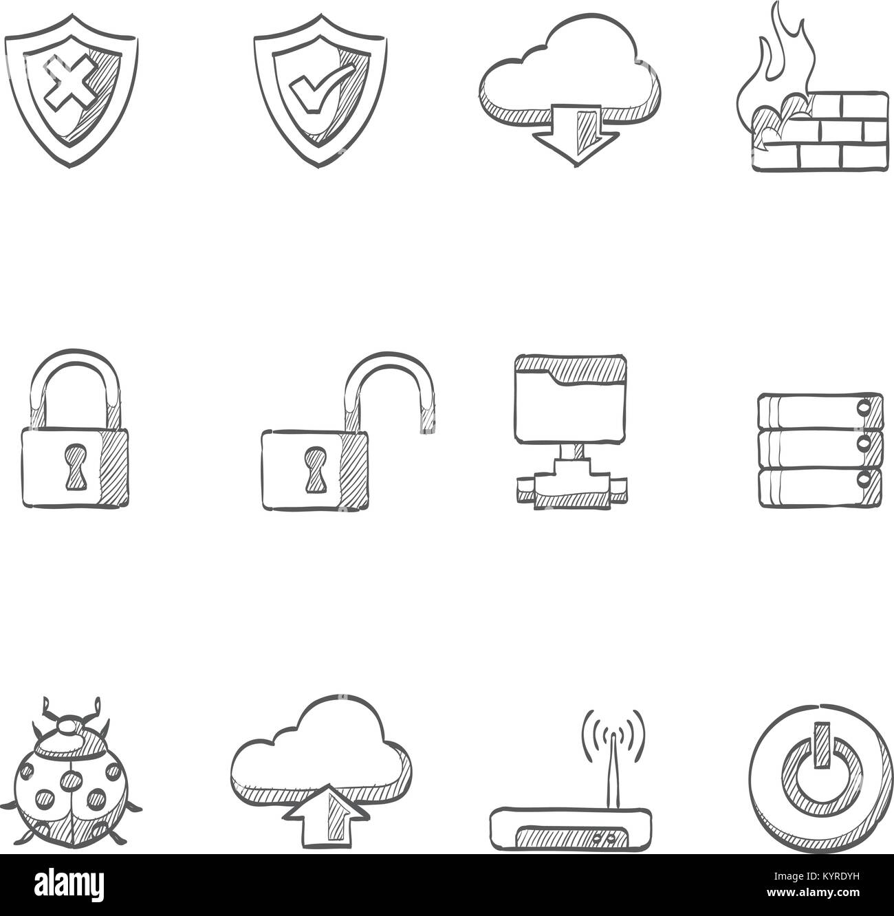 Computer network icon series in sketch Stock Vector Image & Art - Alamy