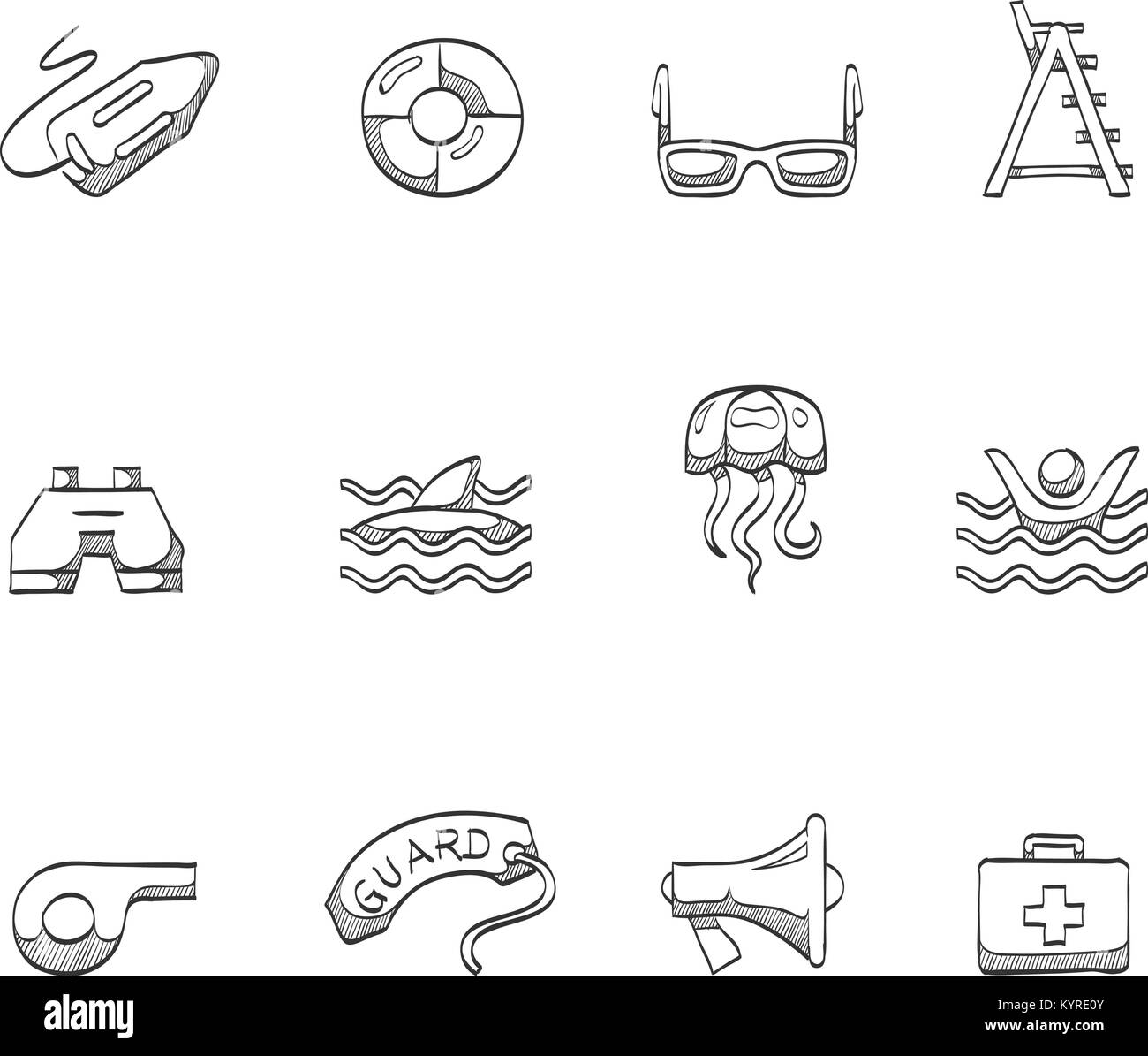 Lifeguard icons in sketch Stock Vector Image & Art Alamy