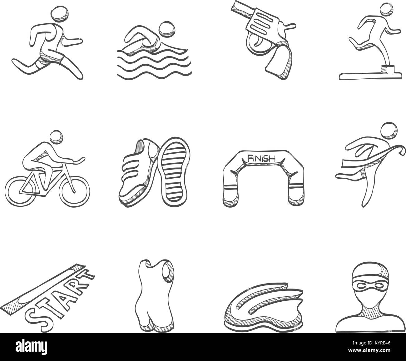 Triathlon icon series in sketch Stock Vector Image & Art - Alamy