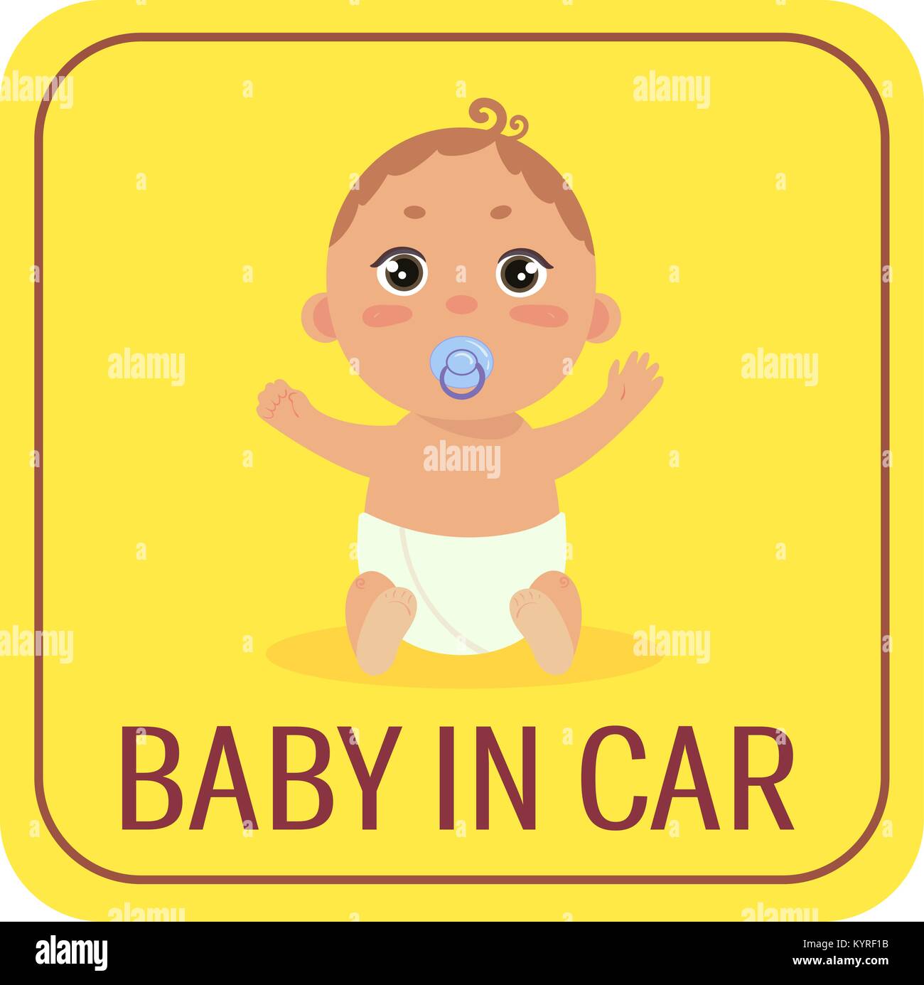 Baby in car safety car sticker sign. Boy on board Stock Vector