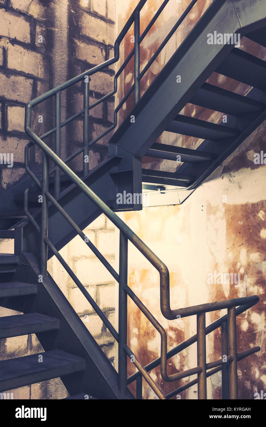Stairwell in a modern building for emergency exit Stock Photo