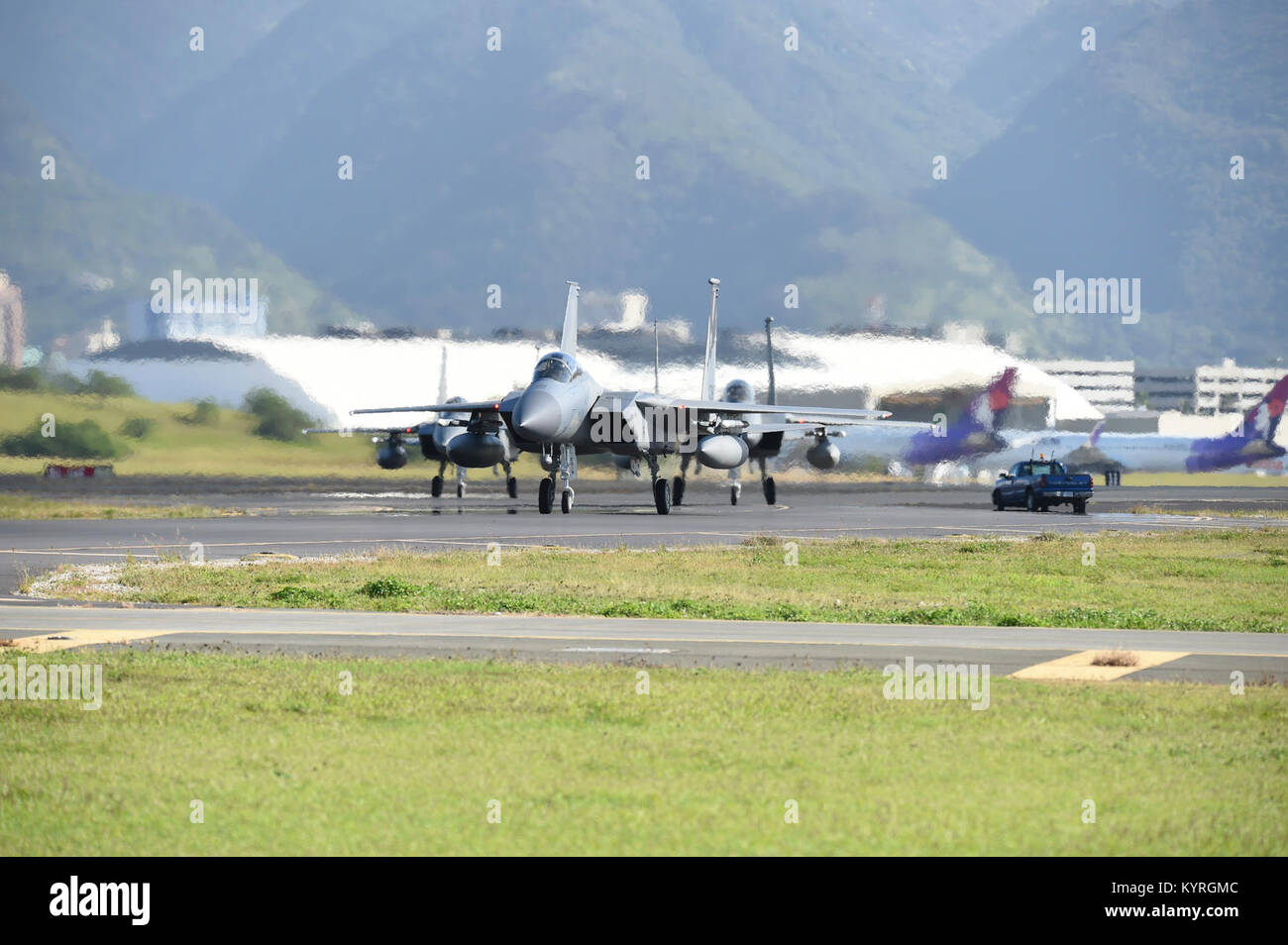 U.S. Air Force F15C Eagle fighter jets from California Air National Guard’s 144th Fighter Wing