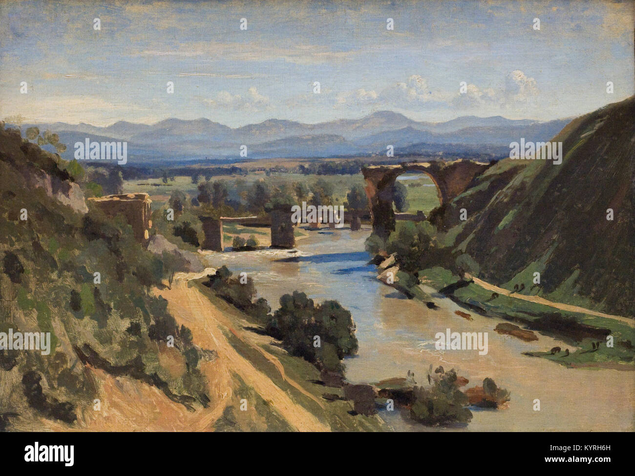 COROT Camille -  Le pont de Narni - Narni's bridge 1826 Stock Photo