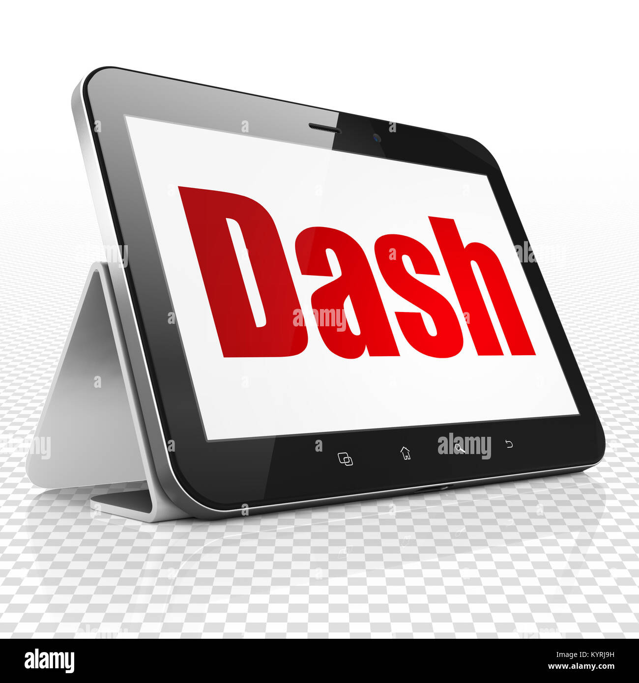 Cryptocurrency concept: Tablet Computer with Dash on display Stock ...