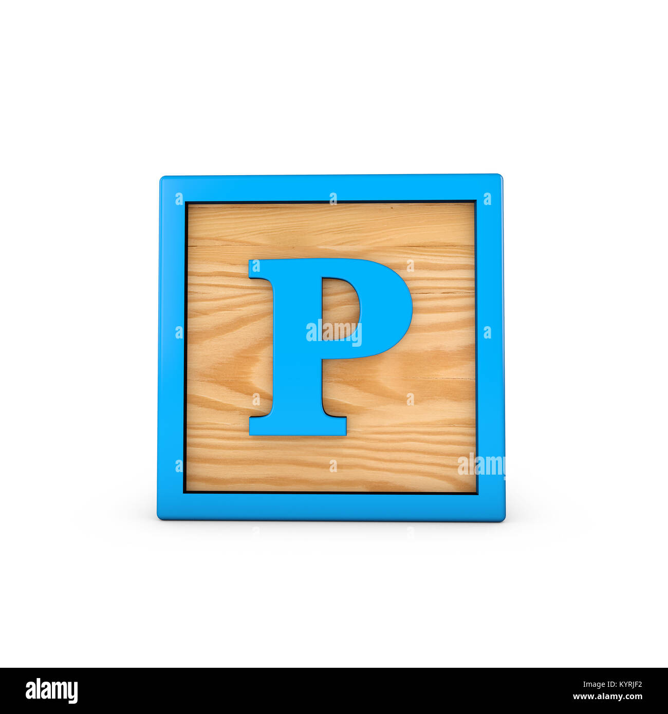 Letter P wodden childrens toy alphabet block. 3D Rendering Stock ...