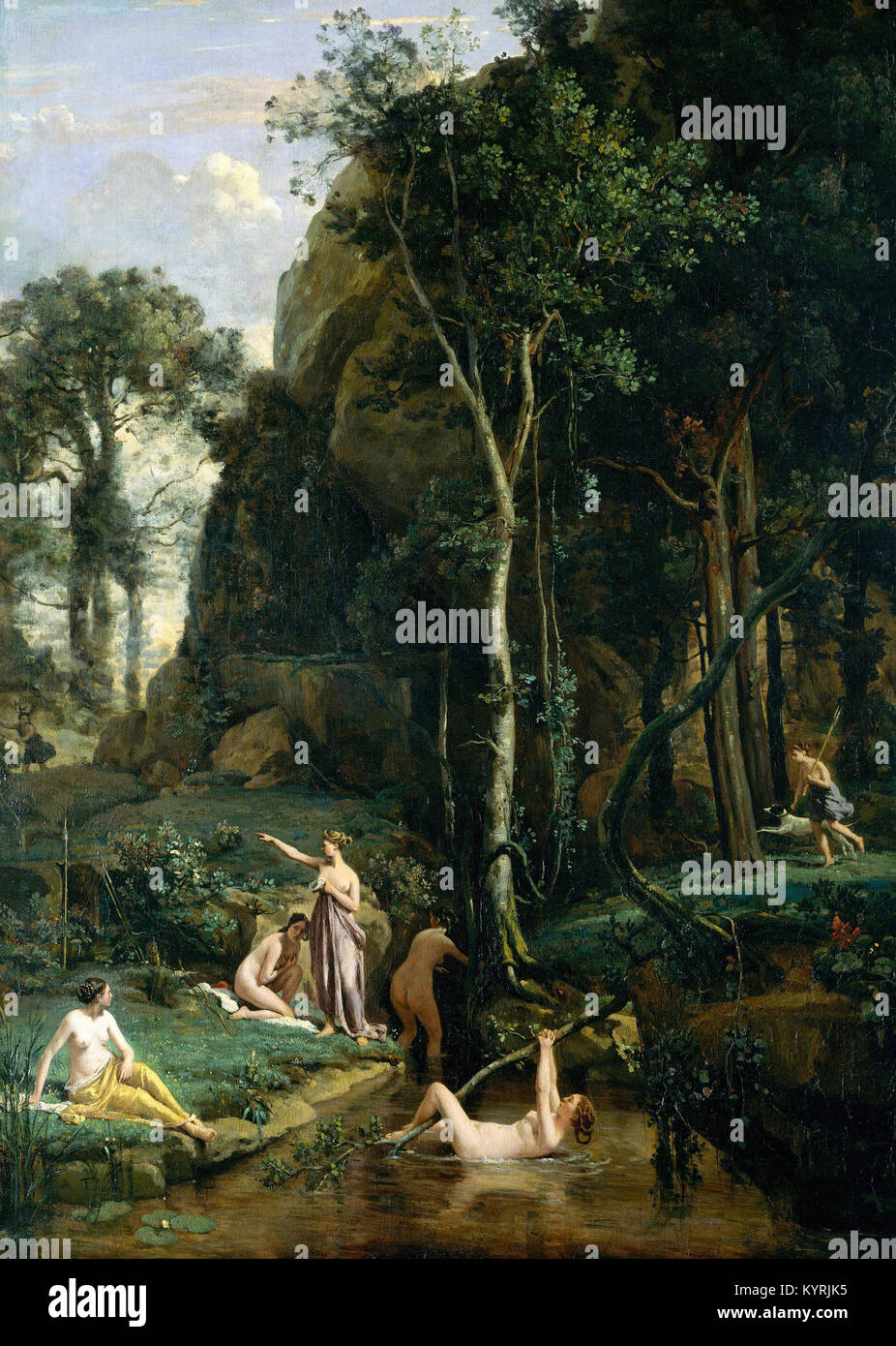 Camille Corot - Diana and Actaeon (Diana Surprised in Her Bath) Stock Photo