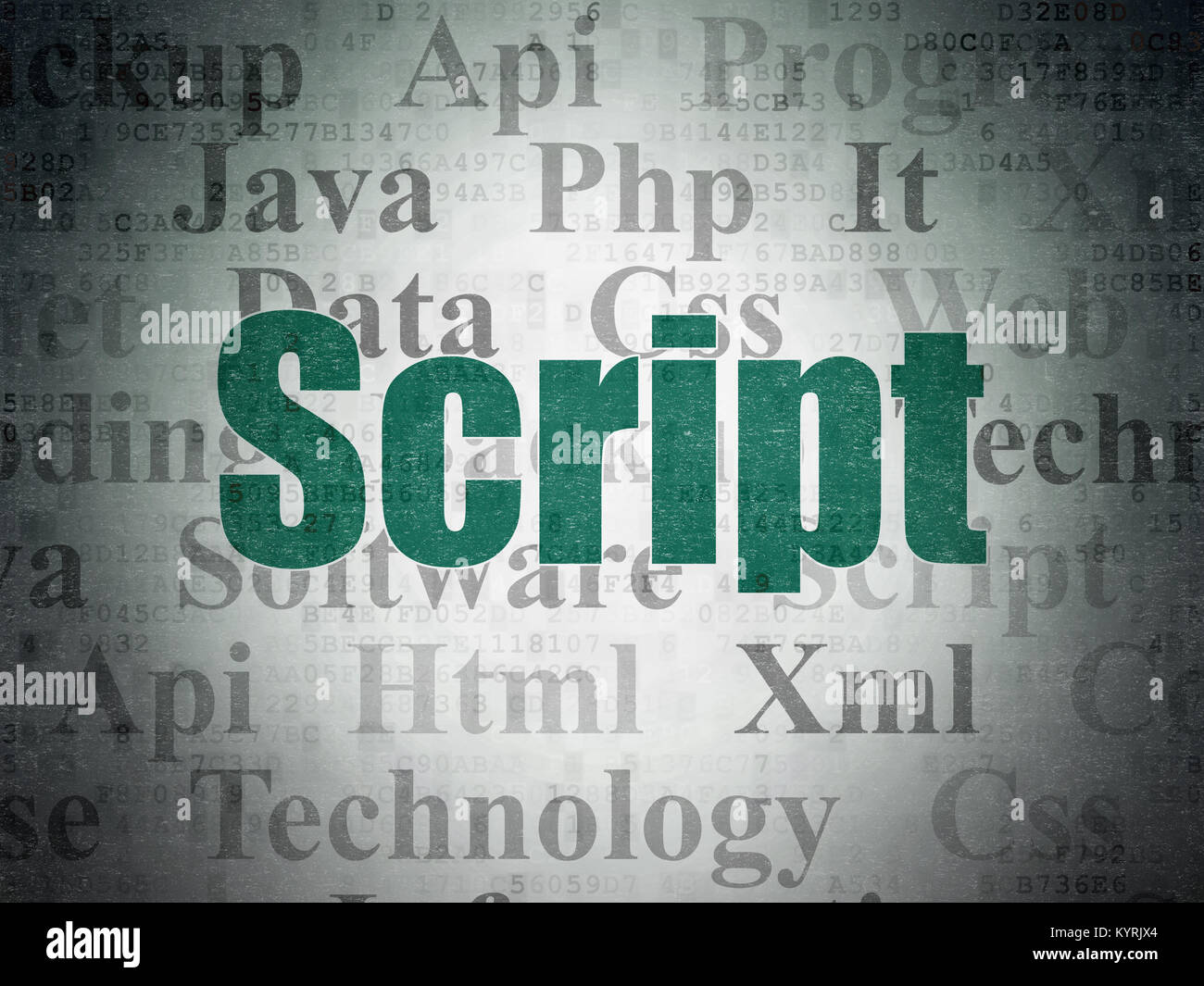 Programming concept: Script on Digital Data Paper background Stock ...