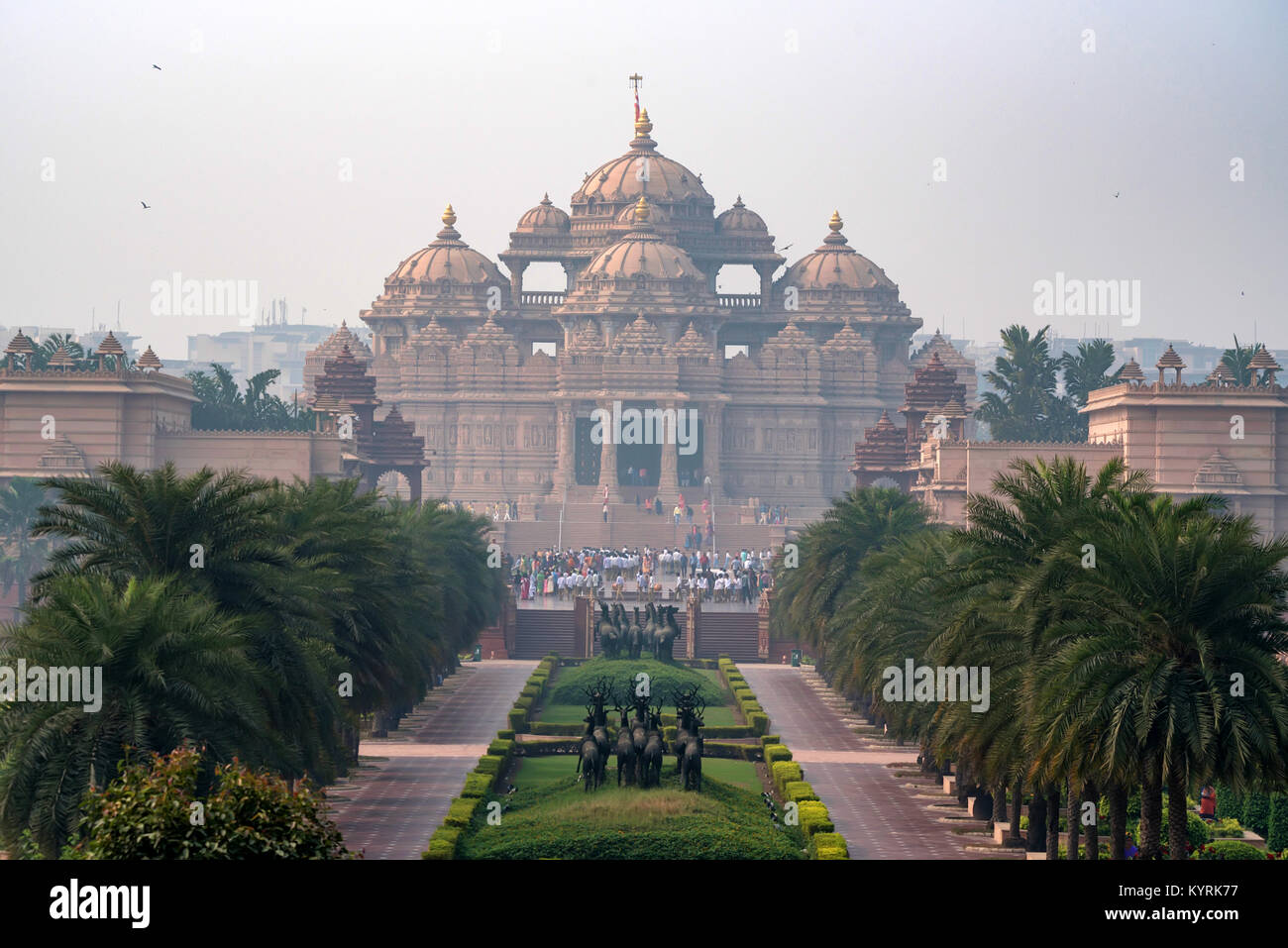 Facade of a temple Akshardham in Delhi, India Stock Photo
