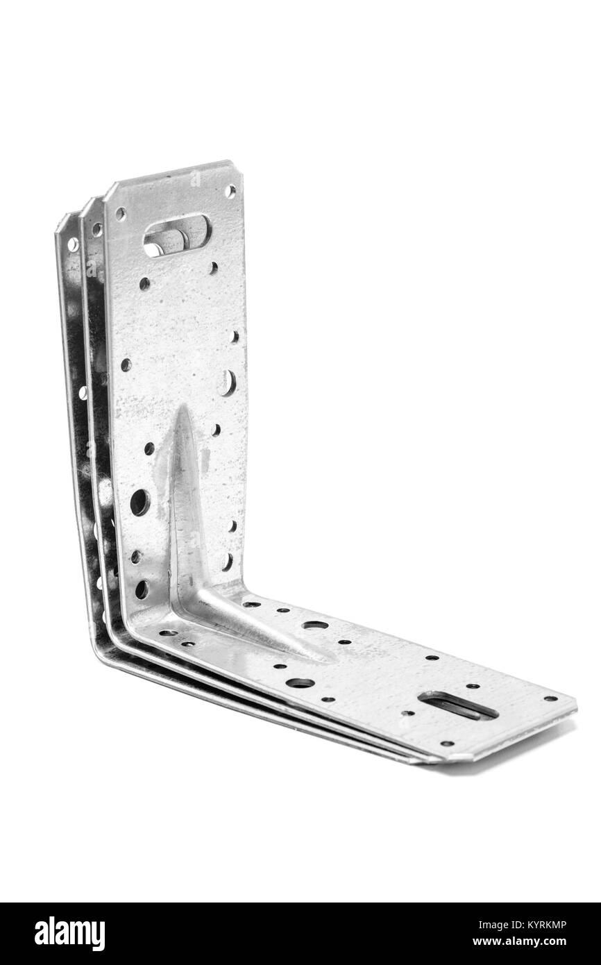 metal angle brackets isolated on white background Stock Photo - Alamy