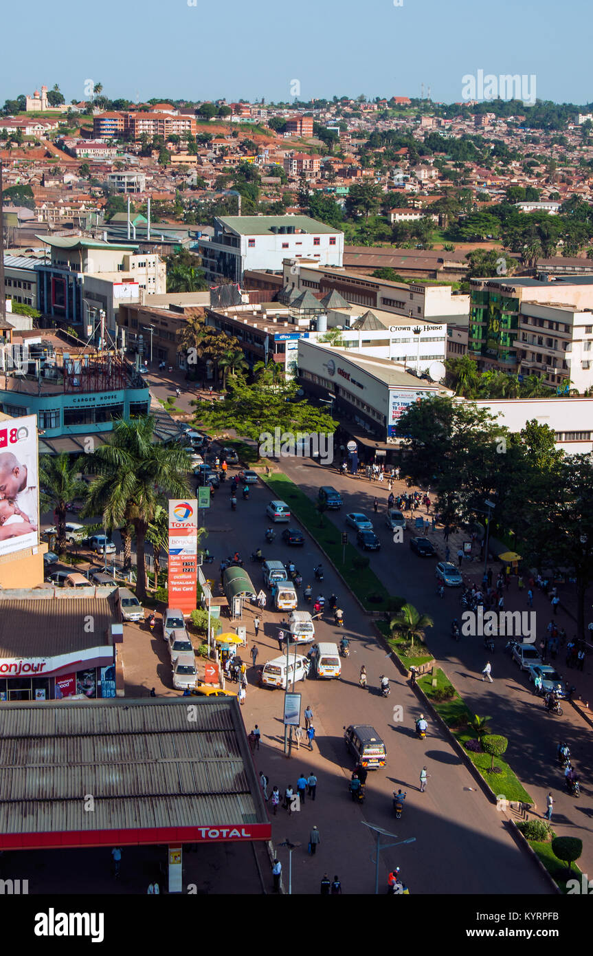 Aerial view of Kampala Road looking east, Kampala, Uganda Stock Photo
