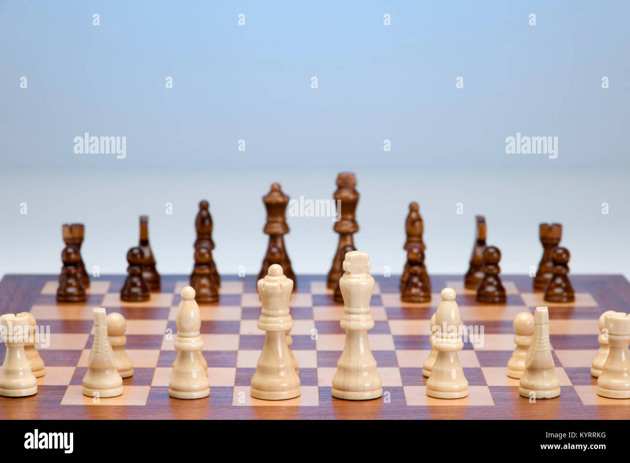 Game of chess set out ready to start Stock Photo
