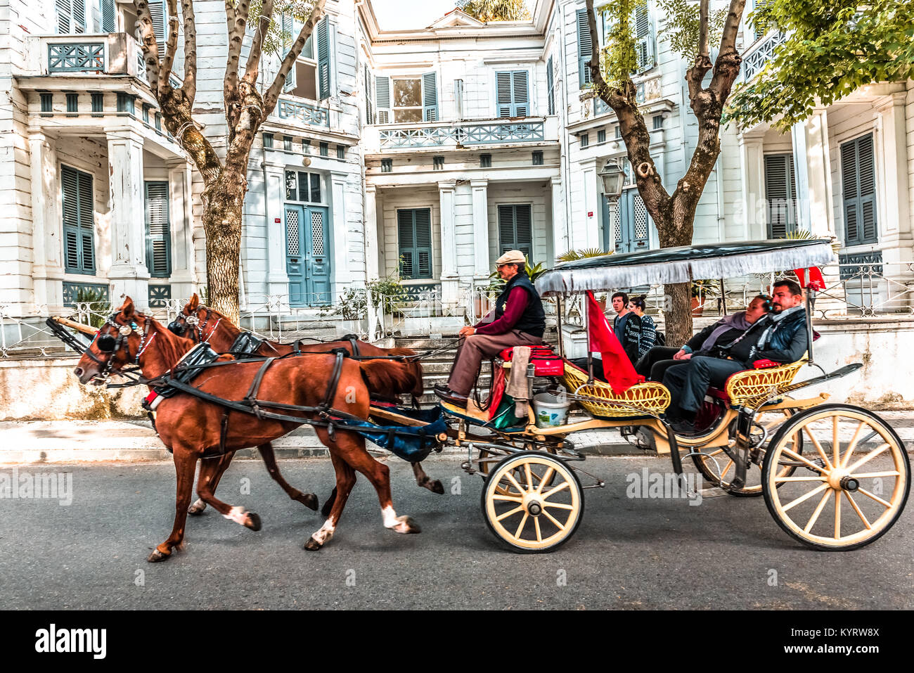 Coach or Horse carriage with tourists at Buyukada (meaning "Big Stock Photo  - Alamy
