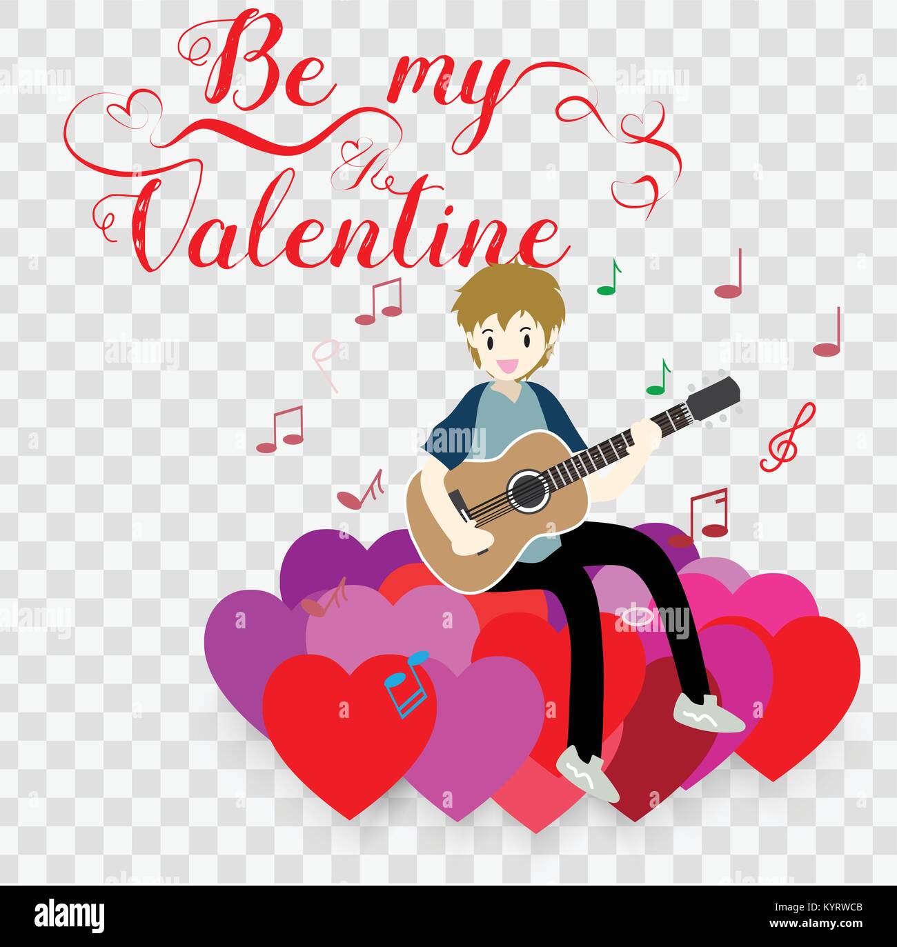 Boy play guitar love for Valentine's  Happy valentine's day and Love  background design for valentine's festival Stock Vector Image & Art - Alamy