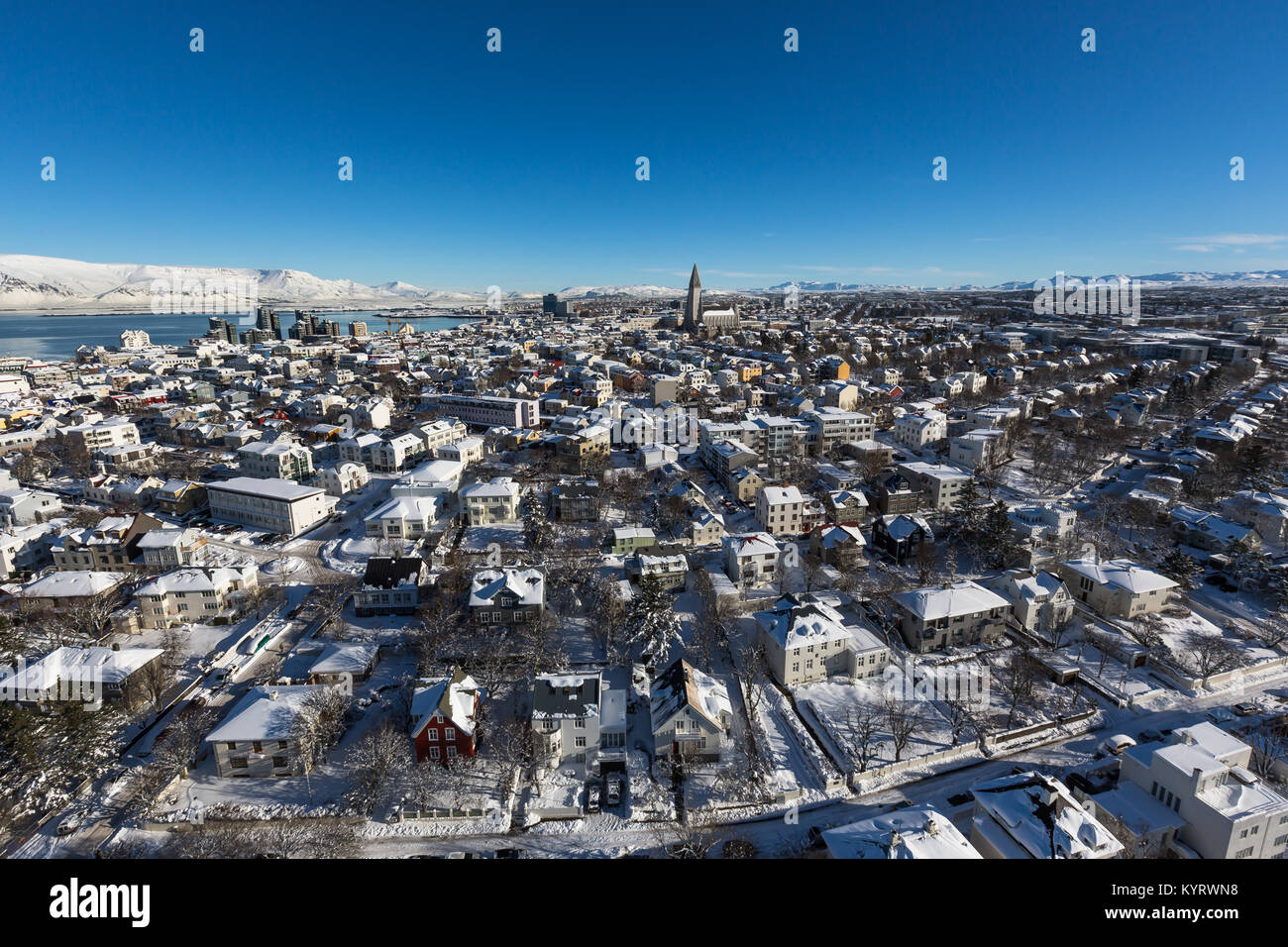 Reykjavik from air Stock Photo