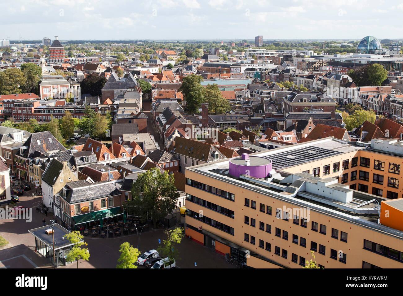 Rooftops in the city of Leeuwarden, the Netherlands. Leeuwarden is a European Capital of Culture in 2018. Stock Photo