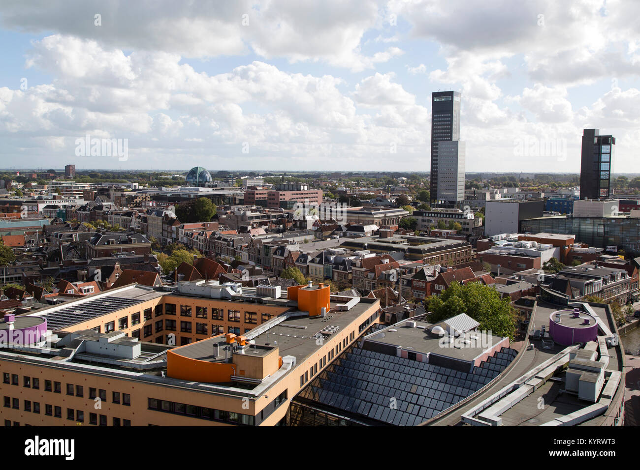 Rooftops in the city of Leeuwarden, the Netherlands. Leeuwarden is a European Capital of Culture in 2018. Stock Photo