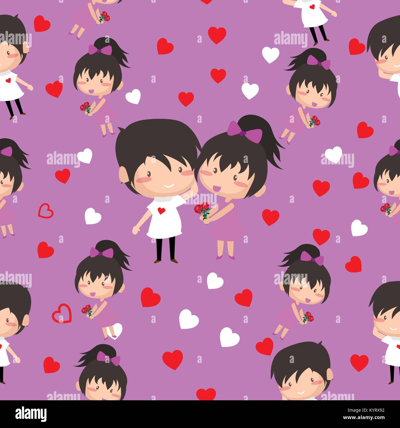 Boy and Girl love Hearts seamless pattern background, ideal for ...
