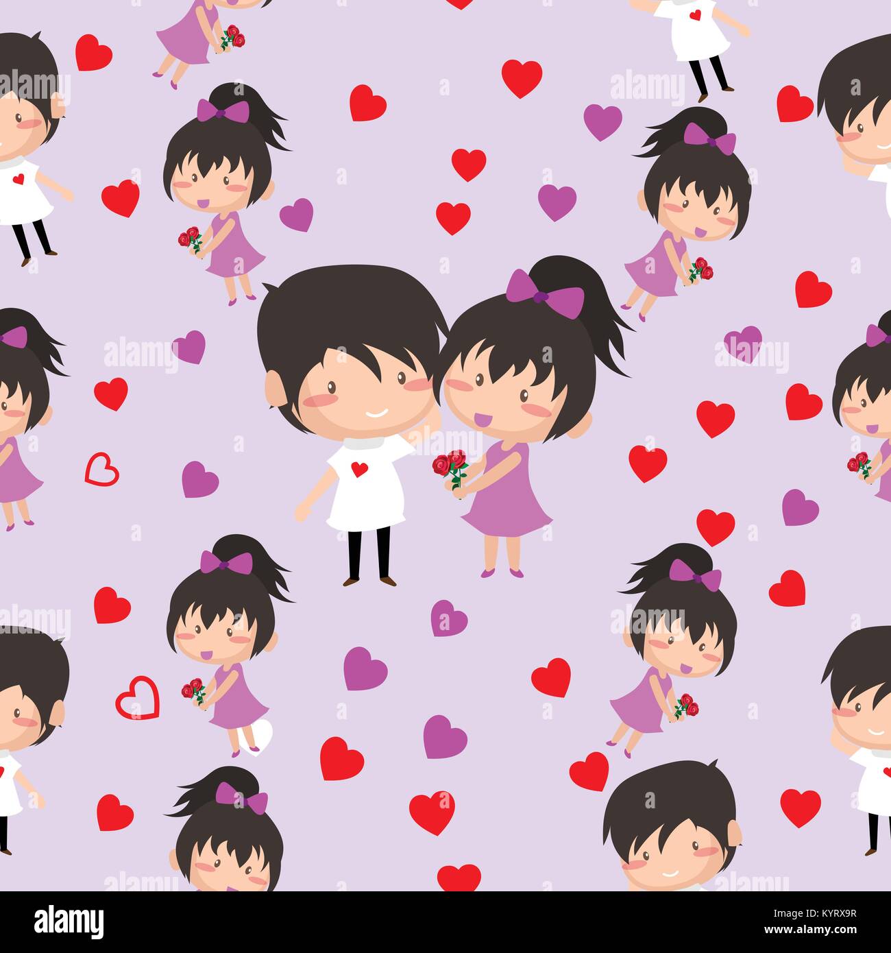 Boy and Girl love Hearts seamless pattern background, ideal for ...