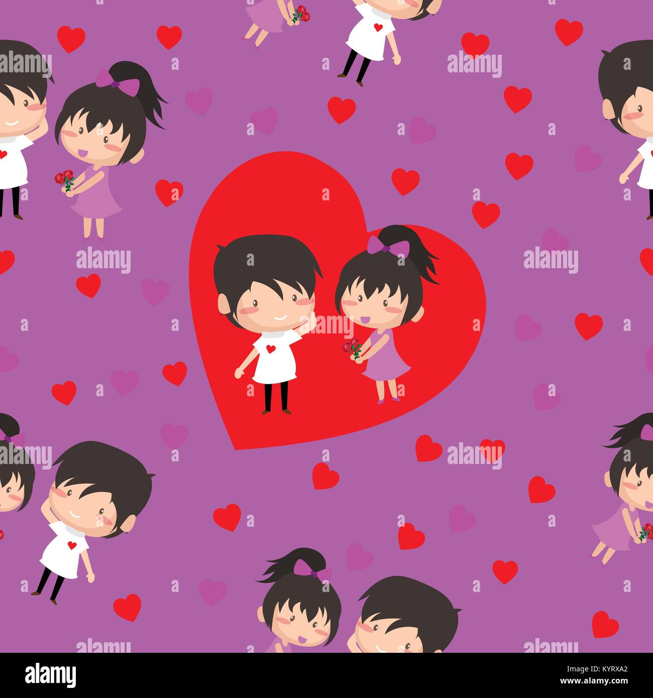 Boy and Girl love Hearts seamless pattern background, ideal for ...