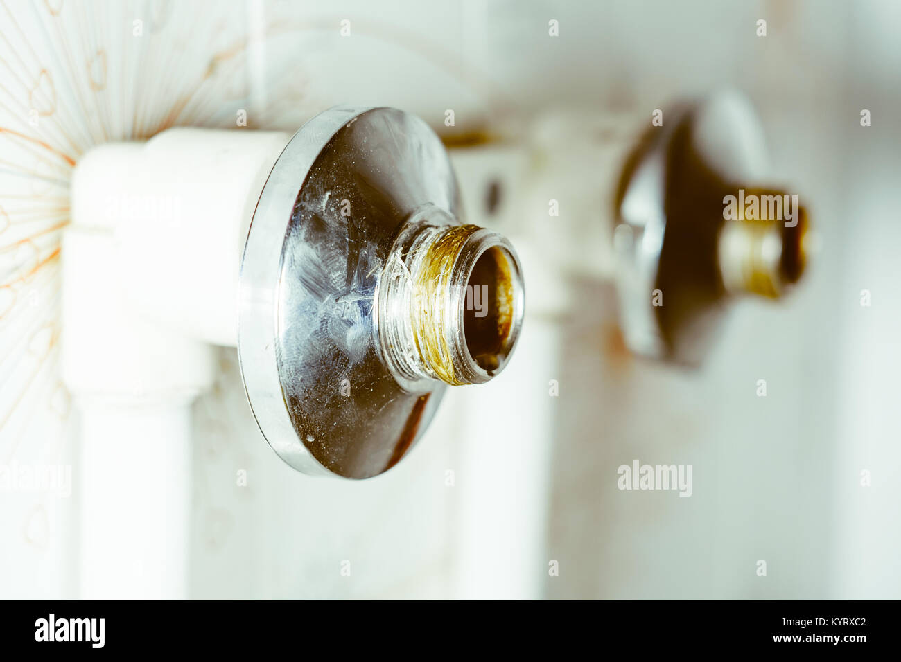 bathroom open pipe before installing the faucet Stock Photo - Alamy