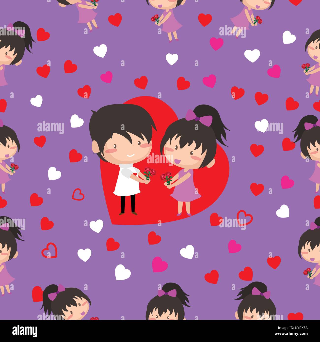 Boy and Girl love Hearts seamless pattern background, ideal for ...