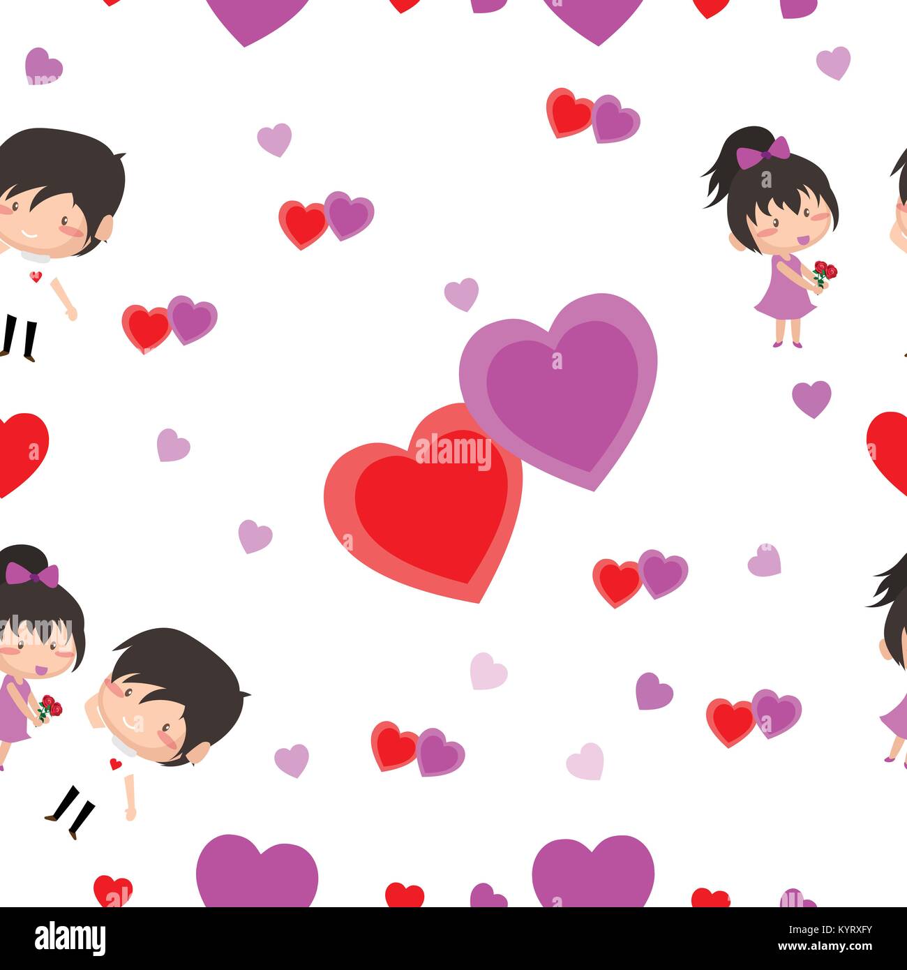 Boy and Girl love Hearts seamless pattern background, ideal for ...