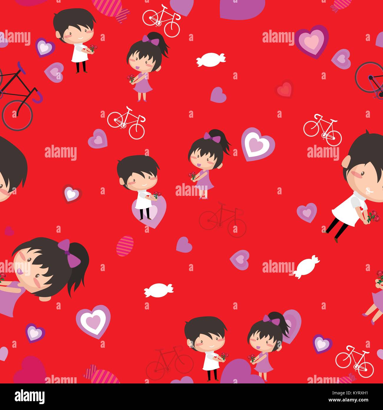 Boy and Girl love Hearts seamless pattern background, ideal for ...