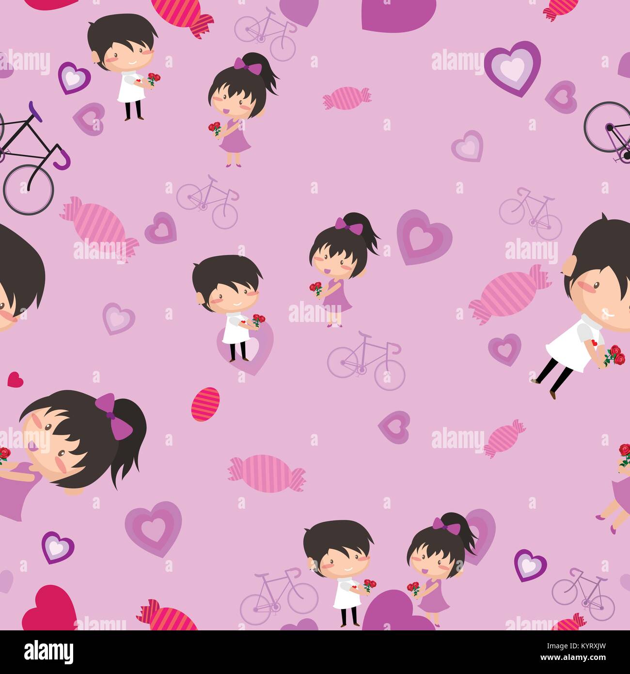 Boy and Girl love Hearts seamless pattern background, ideal for ...