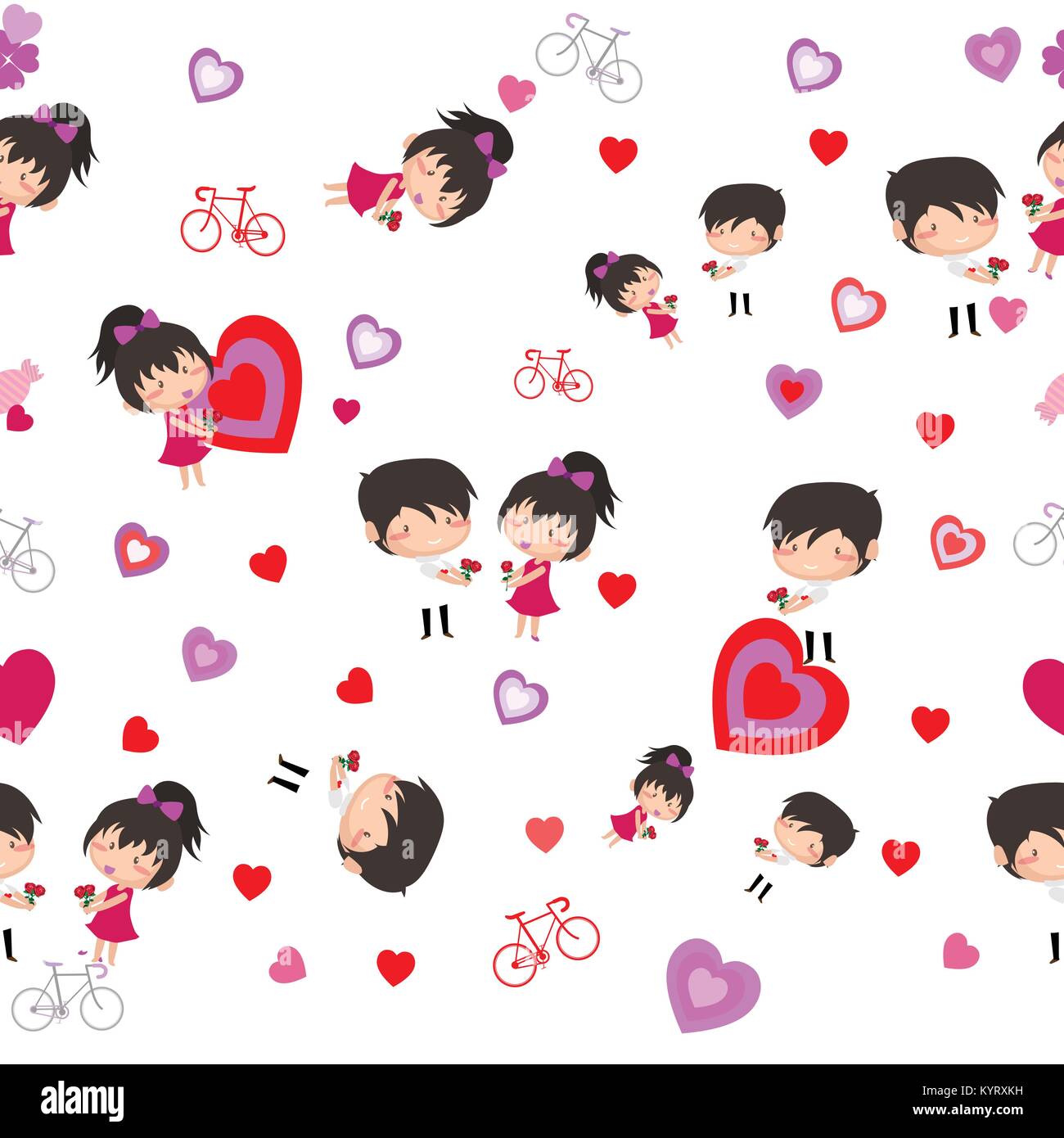 Boy and Girl love Hearts seamless pattern background, ideal for ...