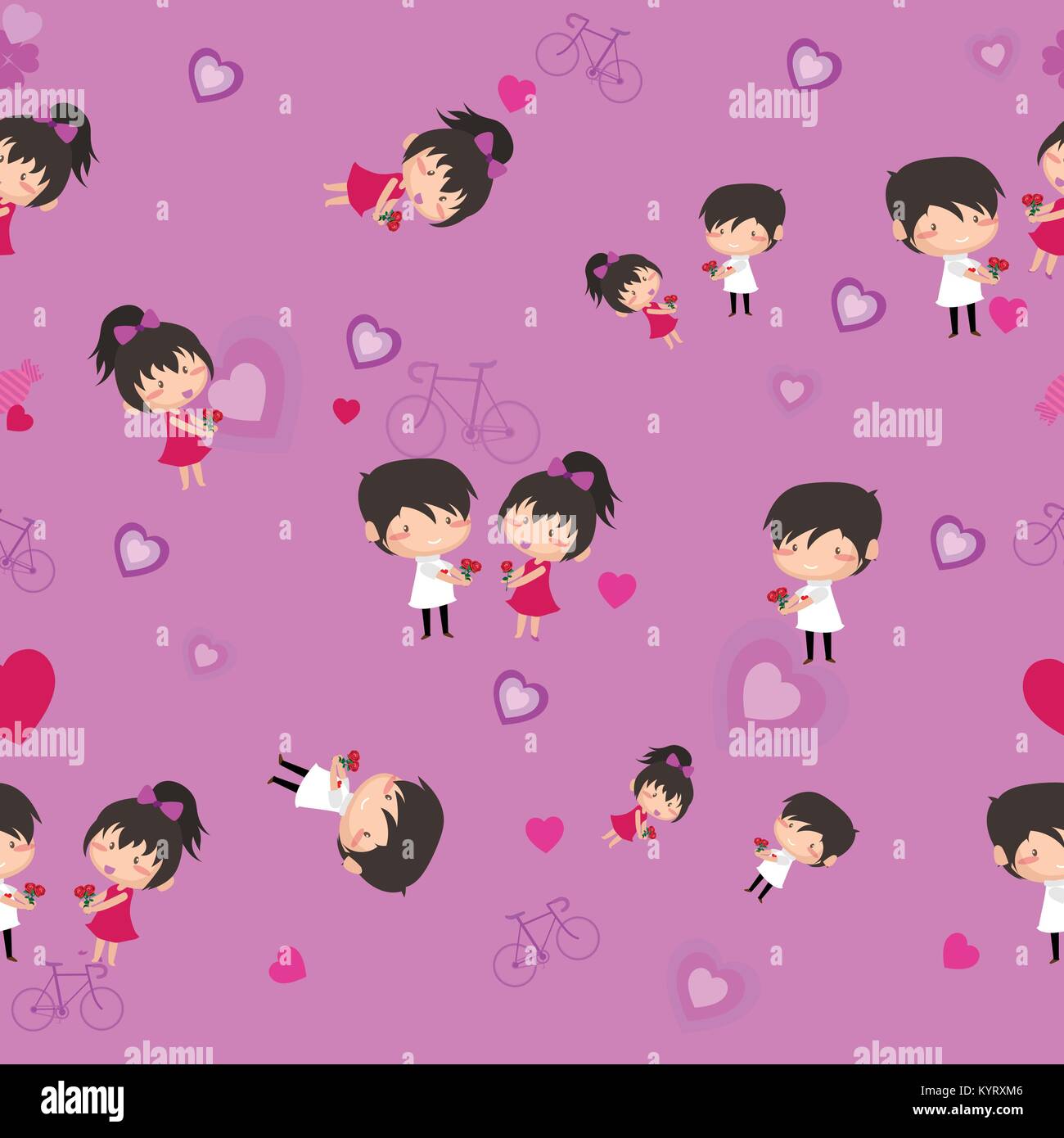 Boy and Girl love Hearts seamless pattern background, ideal for ...