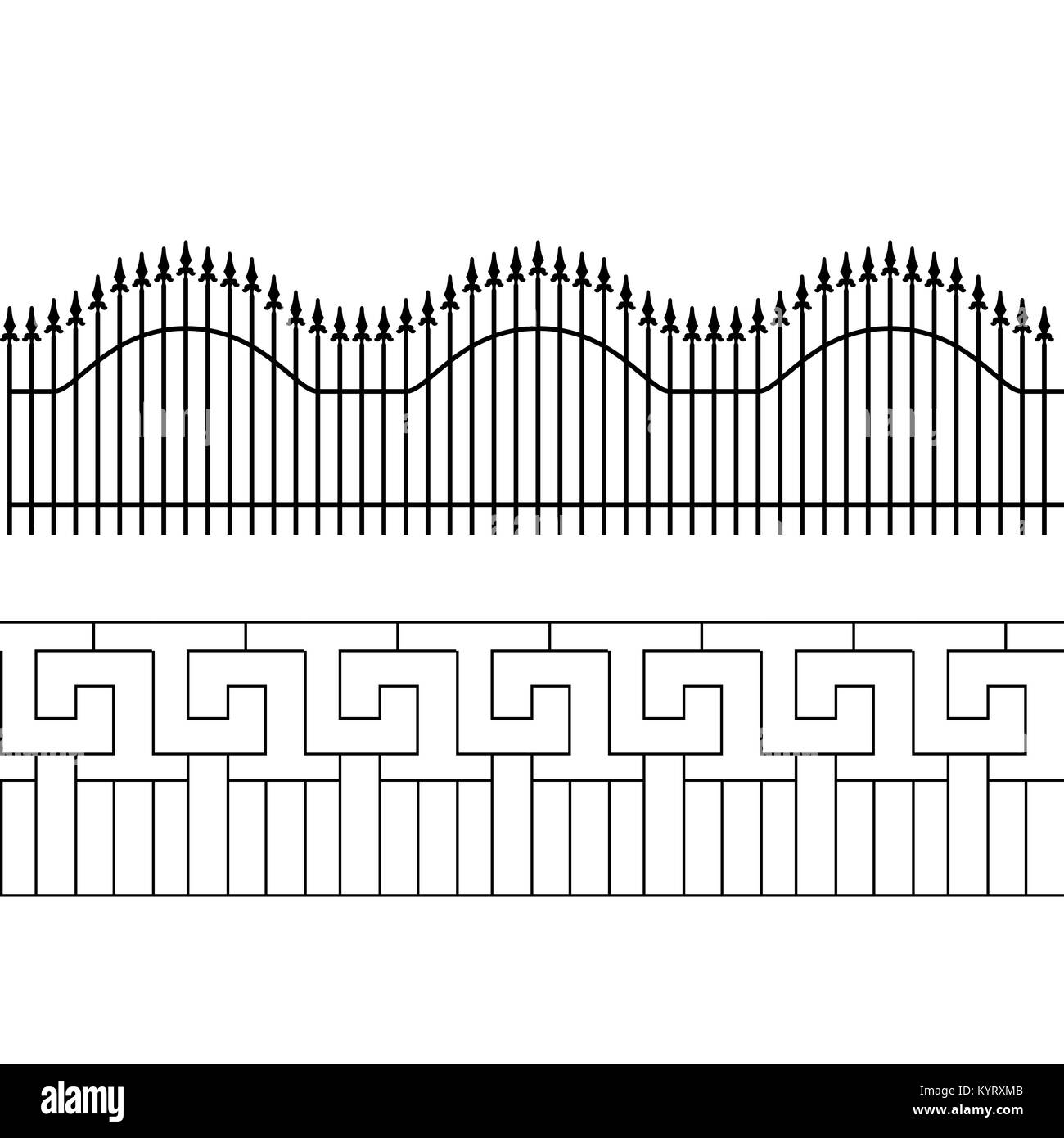 Silhouette of decorative fence. Territory fencing. Vector Illustration. Stock Vector