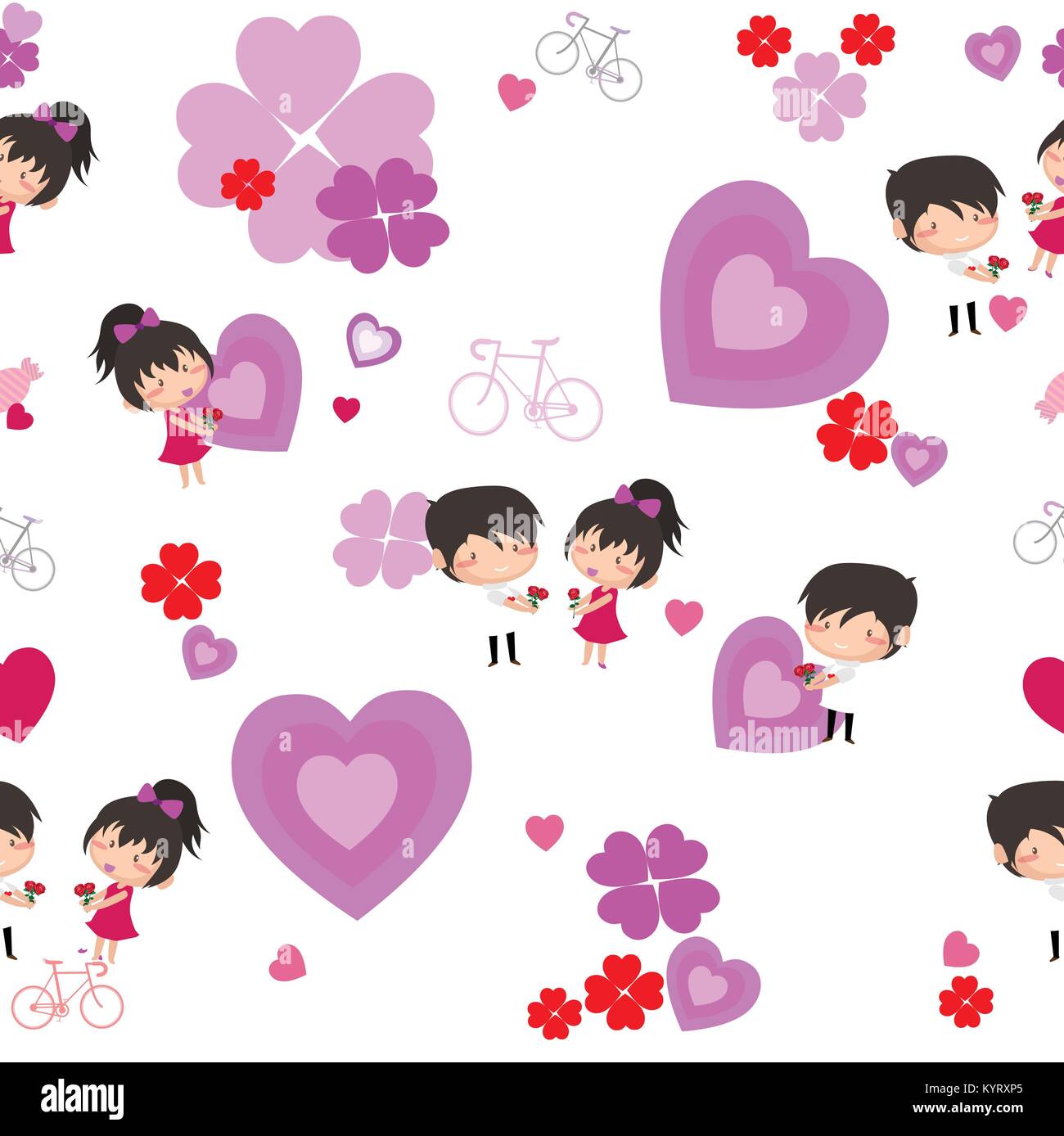 Boy and Girl love Hearts seamless pattern background, ideal for ...