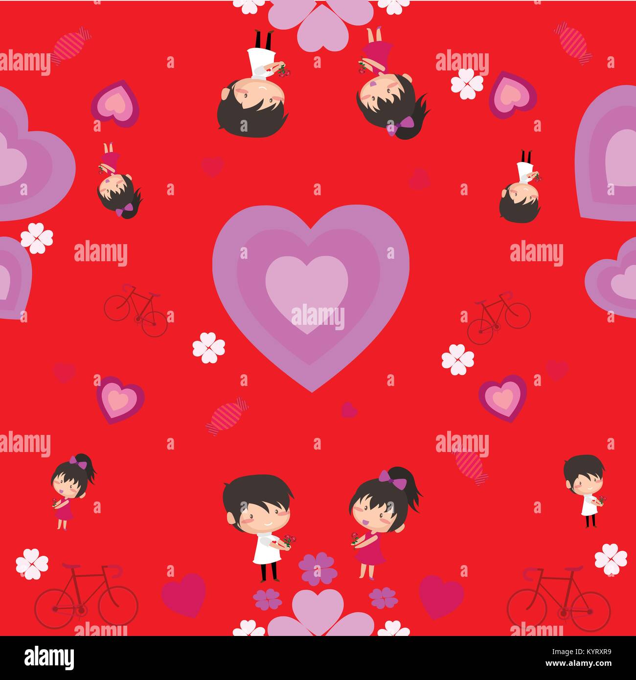 Boy and Girl love Hearts seamless pattern background, ideal for ...