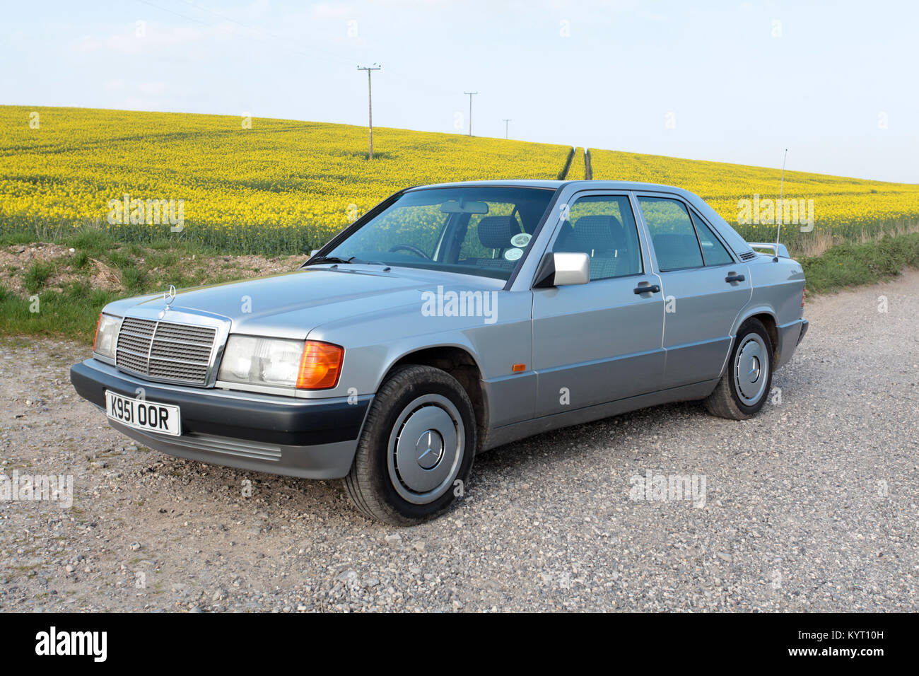 An immaculate 1993 final edition Mercedes Benz 190e automatic photographed in the English countryside in 2017. Stock Photo