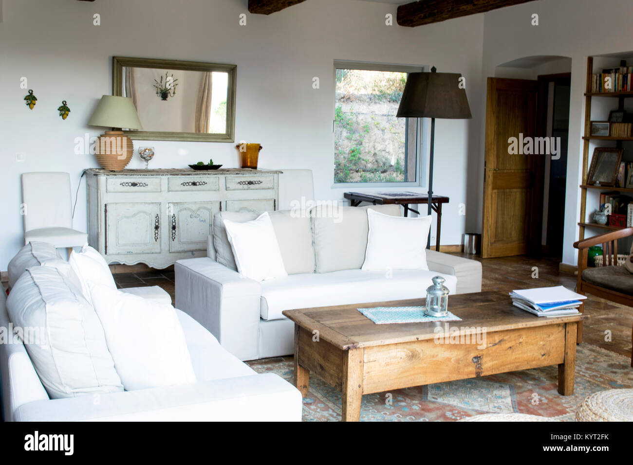 French villa interior living space Stock Photo