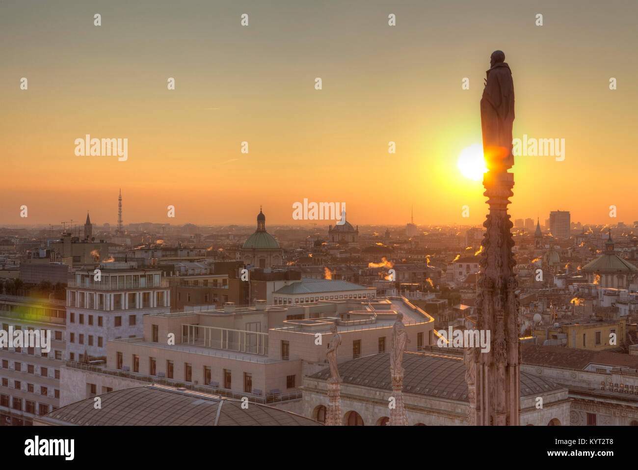 Cityscape of Milan from the top of the Cathedral, Milan, Italy Stock Photo