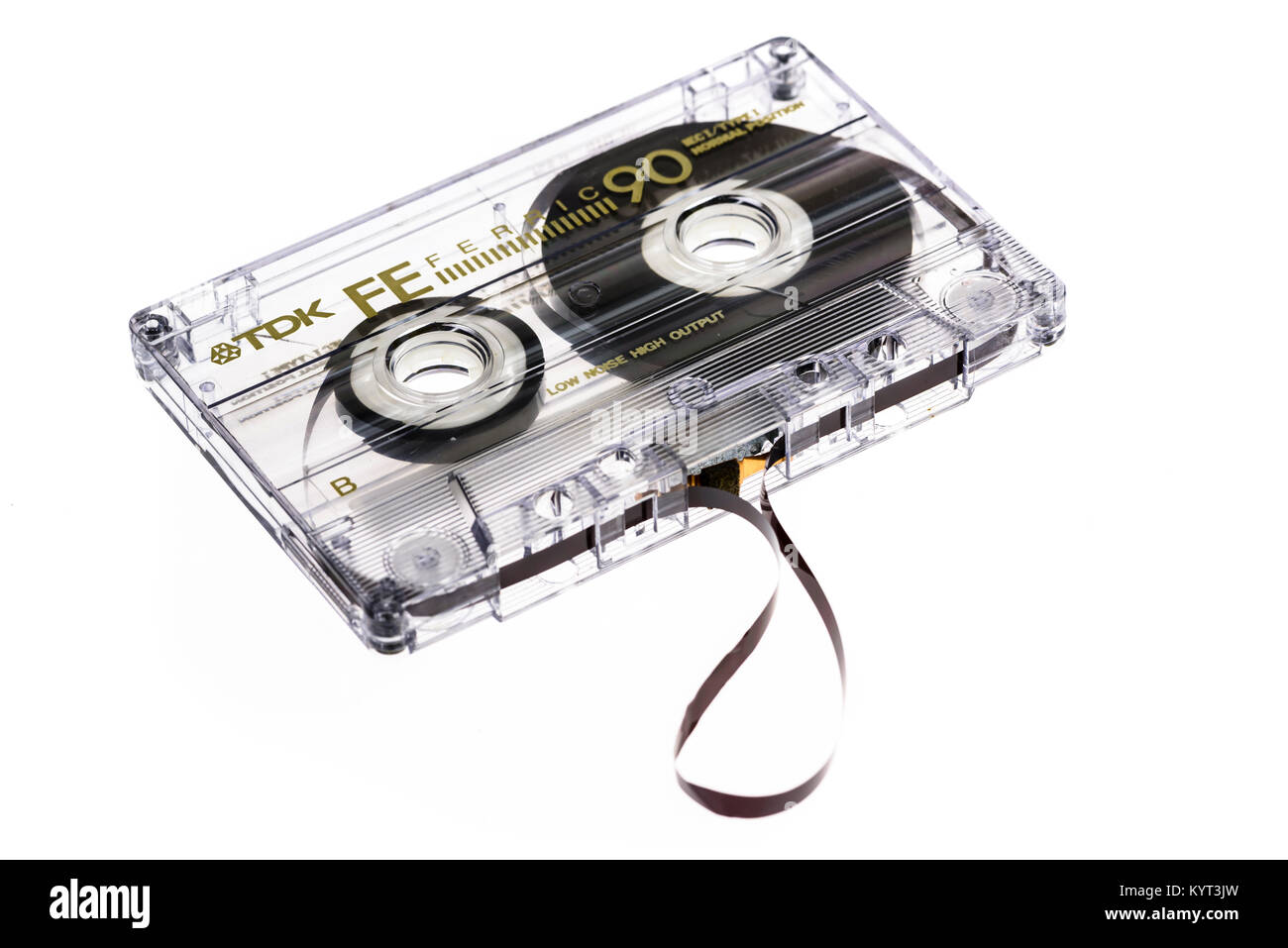 Old fashioned cassette tape. Stock Photo
