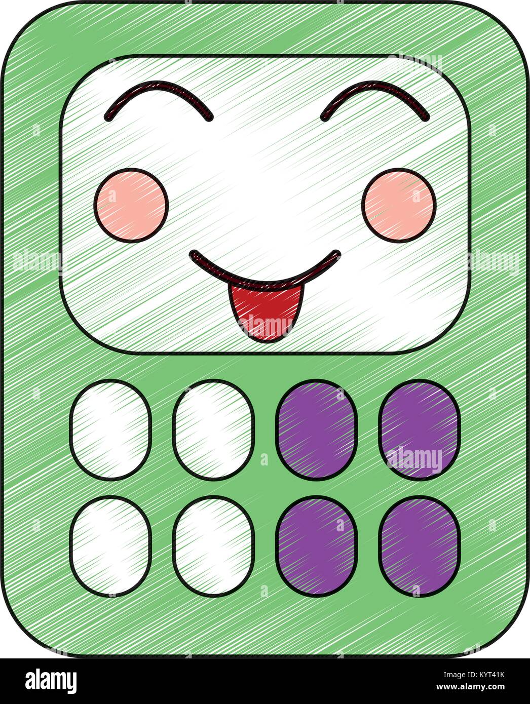 Happy Calculator School Supplies Kawaii Icon Image Stock Vector