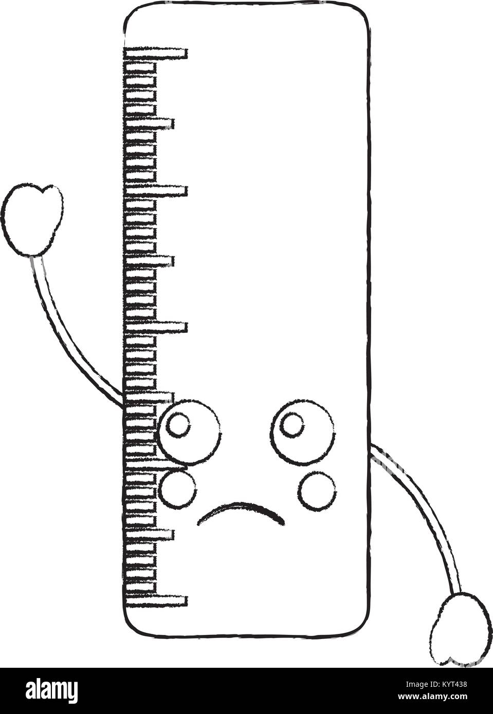 ruler sad school supplies kawaii icon image Stock Vector Image & Art ...