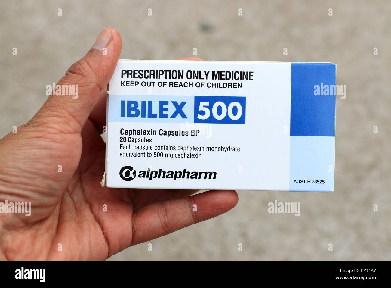 Ibilex 500mg capsules in a box Stock Photo