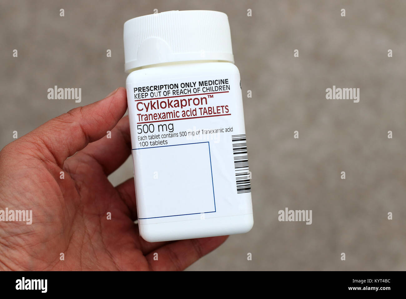 Cyklokapron 500MG  TRANEXAMIC ACID tablets isolated Stock Photo