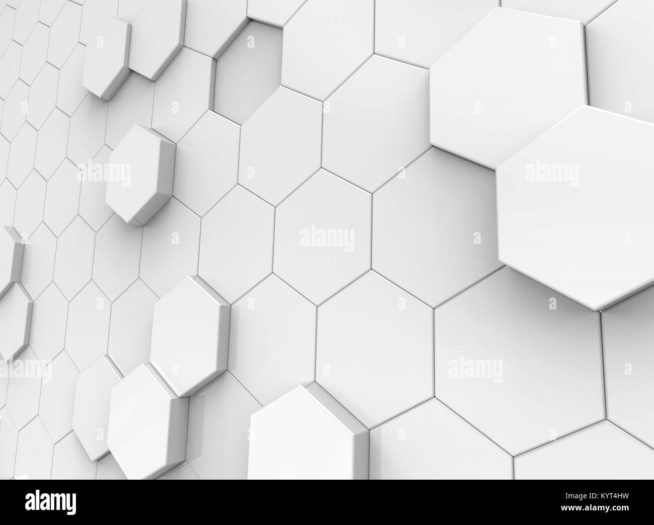 white hexagon background, 3d rendering polygonal backdrop with glossy  surface Stock Photo - Alamy