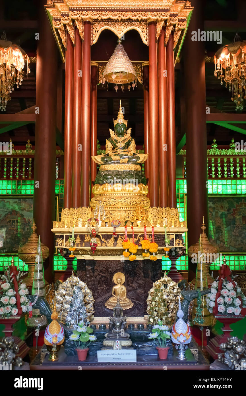 CHIANG RAI, THAILAND - December 20, 2017: The Emerald Buddha image is in Wat Phra Kaew, Chiang Rai. Wat Phra Kaew Chiang Rai is famous place for Chian Stock Photo