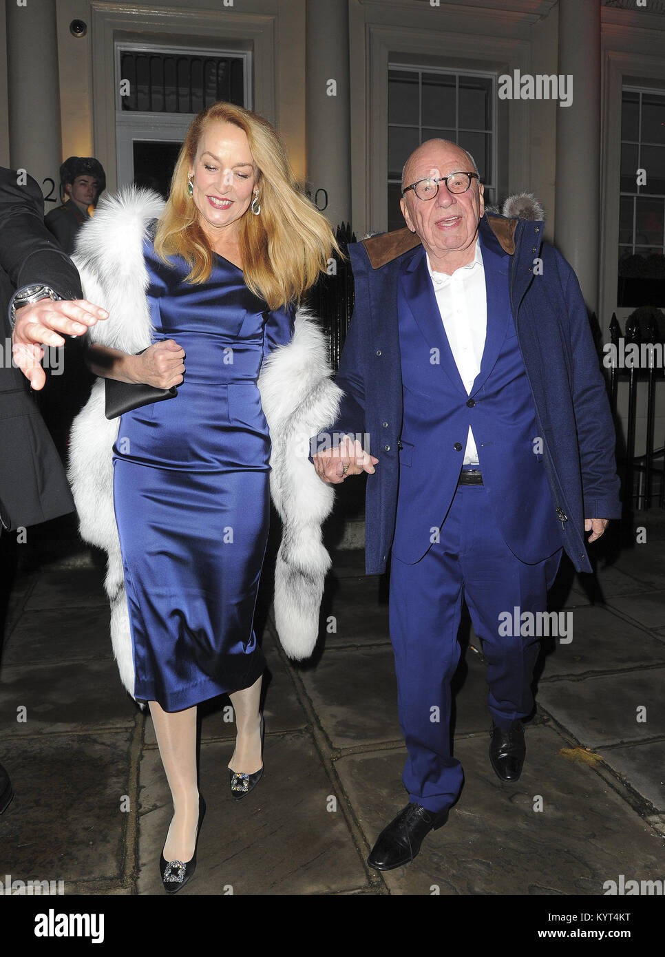 Various celebrities attend Evgeny Lebedev Christmas party the owner of The Evening Standard  Featuring: Jerry Hall Rupert Murdoch Where: London, United Kingdom When: 16 Dec 2017 Credit: WENN.com Stock Photo
