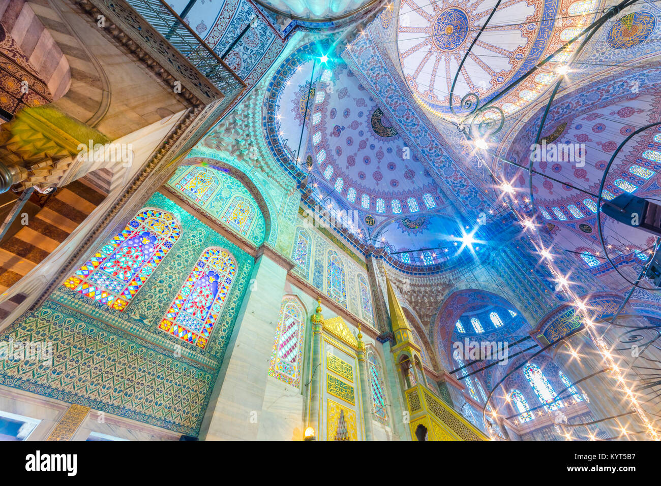 Interior decoration view and artworks of Blue Mosque also called Sultan ...