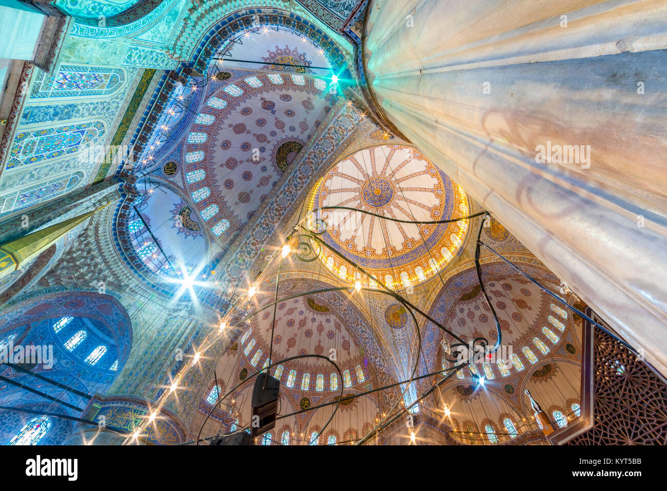 Interior decoration view and artworks of Blue Mosque also called Sultan ...