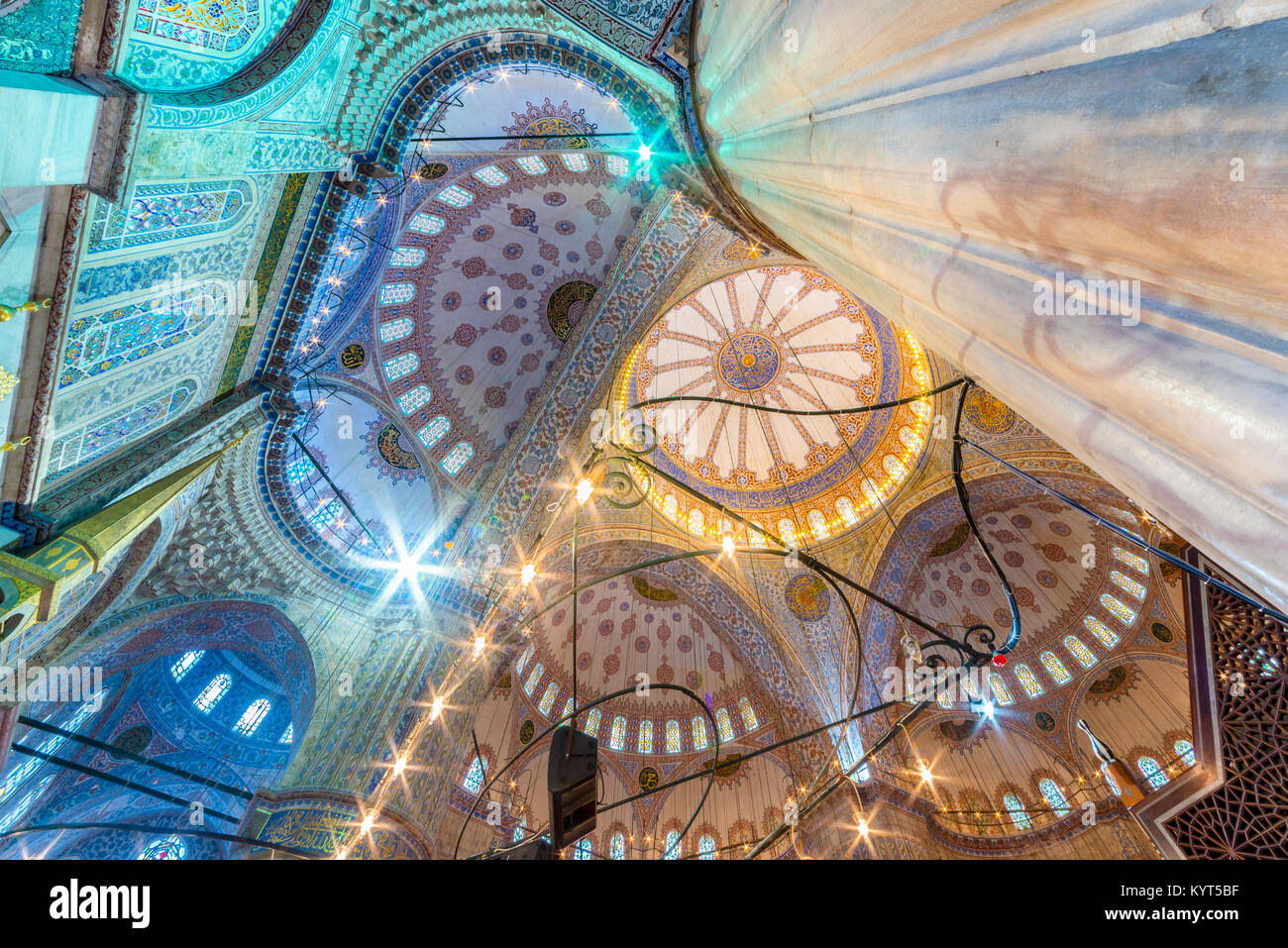 Interior decoration view and artworks of Blue Mosque also called Sultan ...