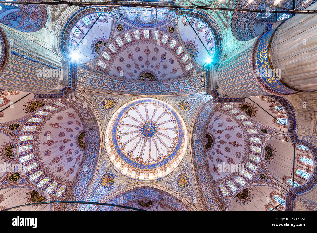 Interior decoration view and artworks of Blue Mosque also called Sultan ...