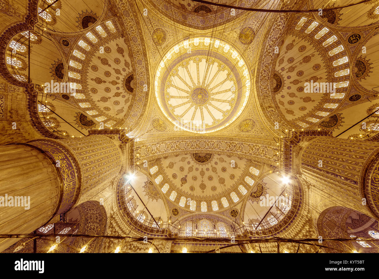 Interior decoration view and artworks of Blue Mosque also called Sultan ...